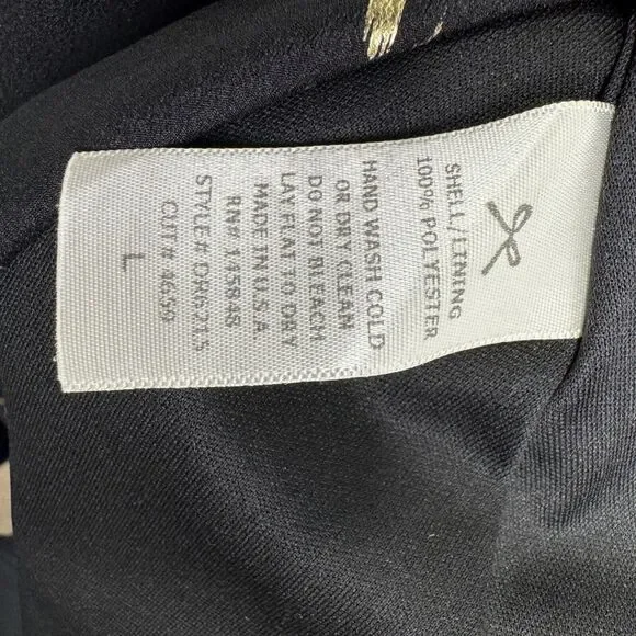 Everly Spaghetti Dress Black and Gold Size Large Racerback Knee Length Flare - Picture 16 of 16